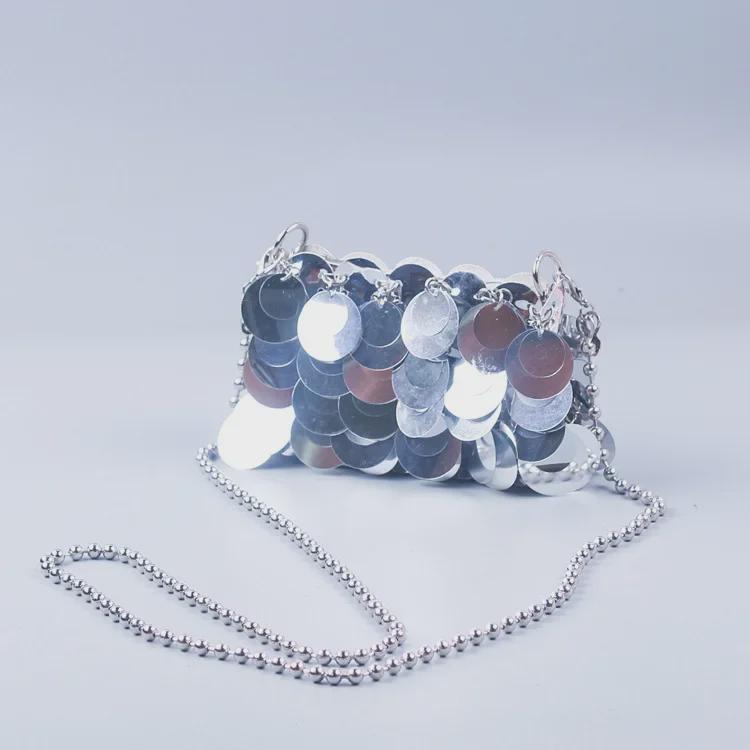 Hand-Woven Women's Shimmering Crossbody Phone Bag