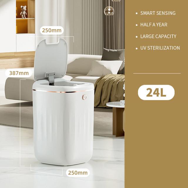 40L Smart Sensor Trash Can Large Capacity Induction Trash Bin Electric Touchless Wastebasket For Kitchen Bathroom with Lid