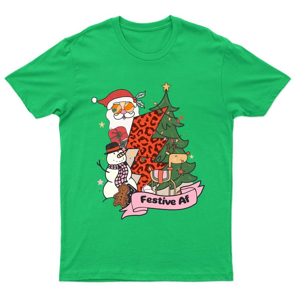 Festive Af Santa Claus TShirt Unisex Gift Retro Seasonal Funny Xmas Unisexs a