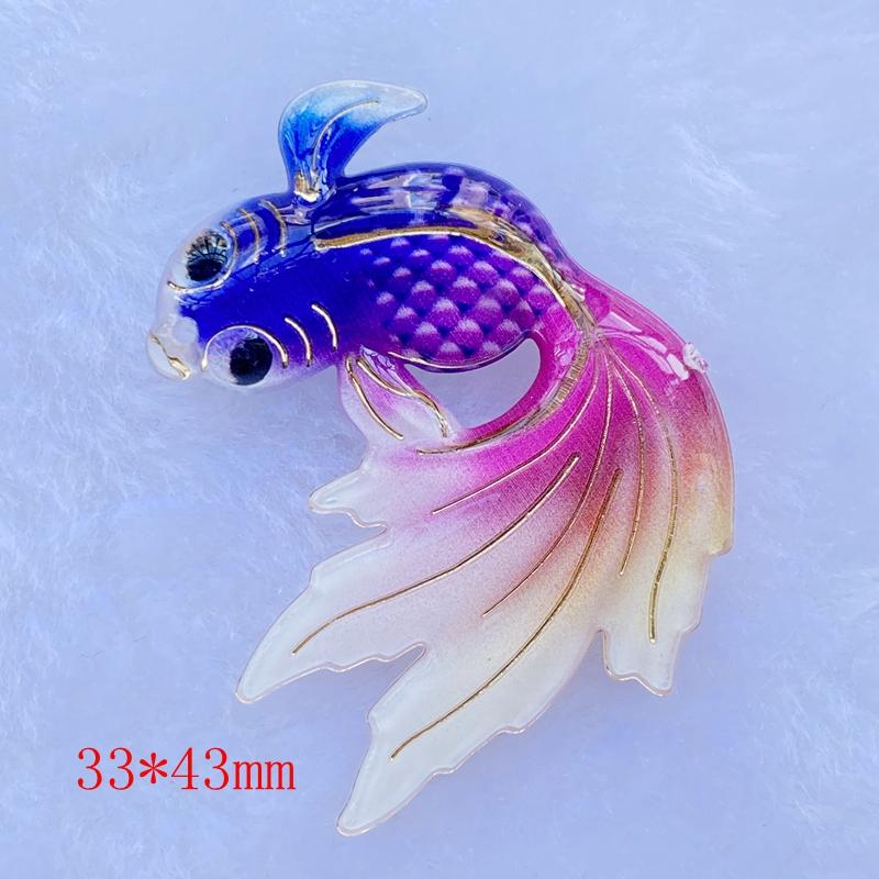 10 Stück Neues Acryl Süßer Goldfisch Mit Einem Loch Flache Rückseite Cabochon Scrapbooking Haarspange Mitte Verzierungen DIY Zubehör F70