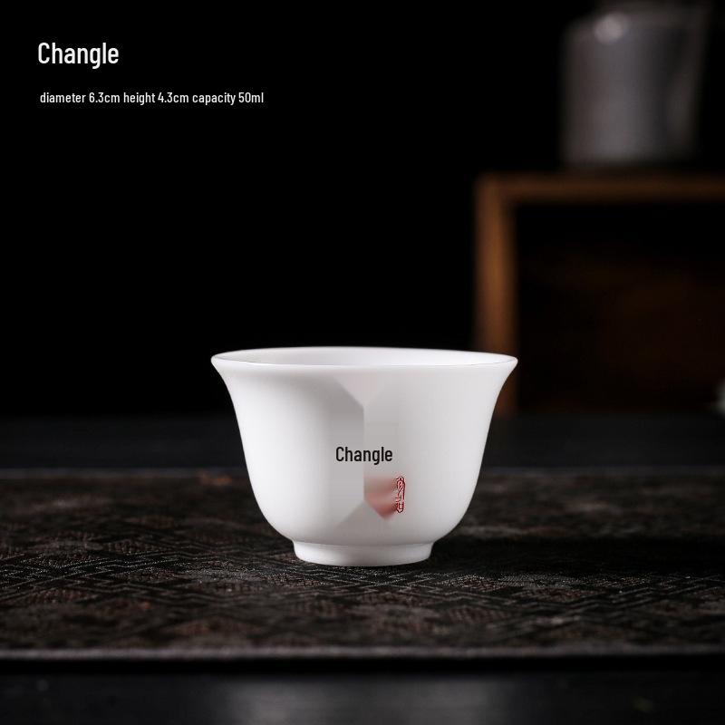Hand-Painted Ceramic Landscape Teacup - Ice-Type Mutton Fat Jade Finish, Kung Fu Tea Set