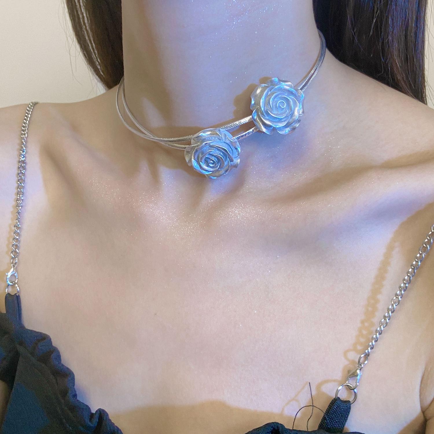 Французское ретро черное колье с камелией ins нишевый дизайн женское колье-роза на шею темпераментный чокер цепочка на ключицу