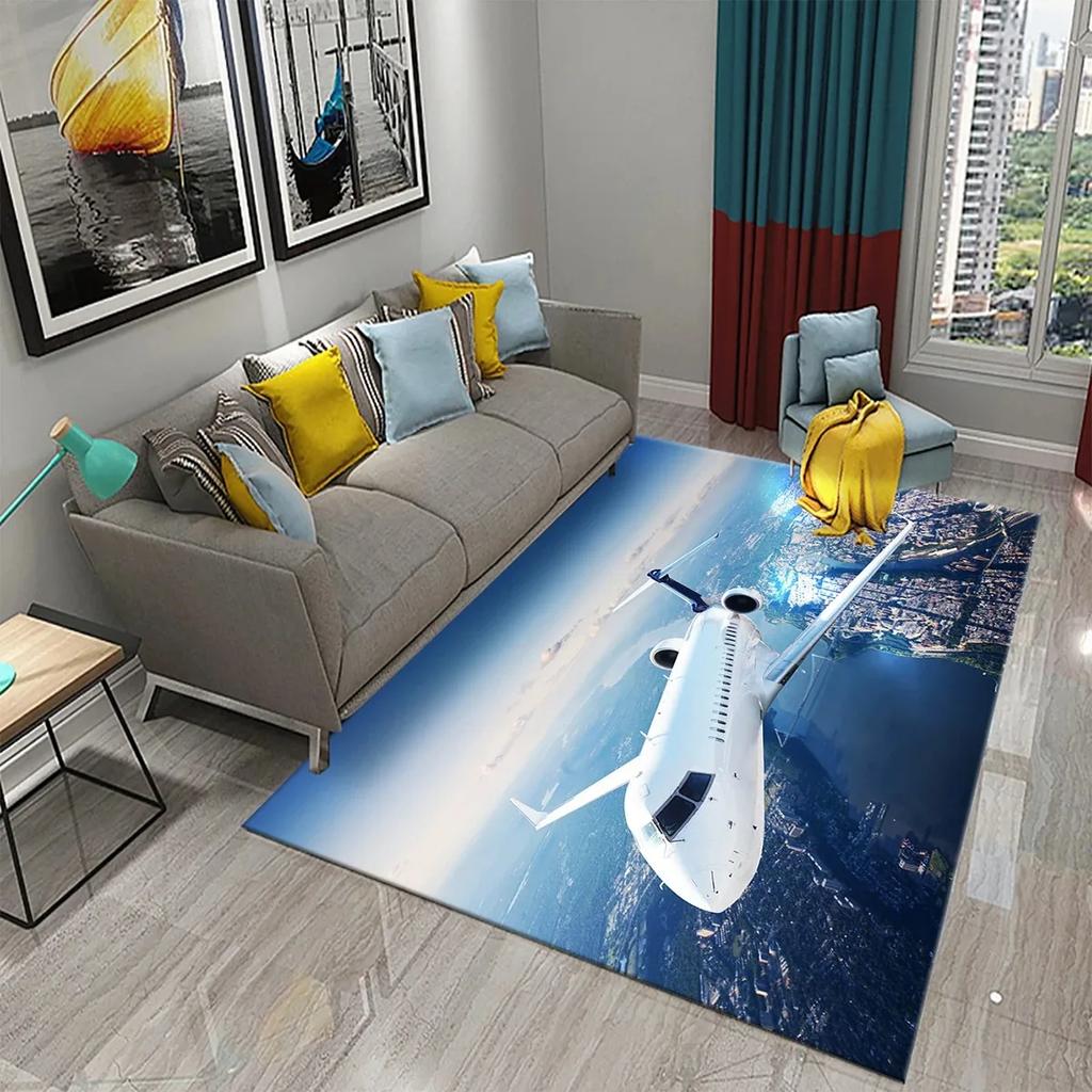 Airplane Carpet Sky Sunset Scene Area Mat For Kitchen Bathroom Entrance Door Anti-Slip Absorbent Mat Teens Bedroom Home Decor