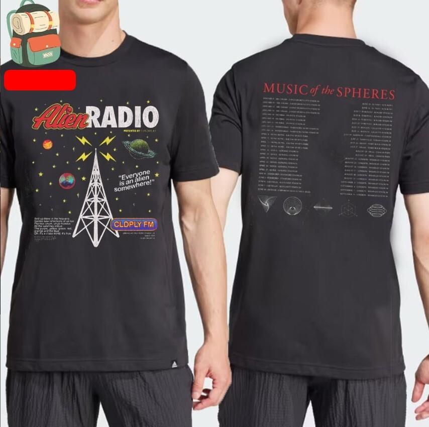 

Coldplay Alien Radio Music Of The Spheres World Tour 2025 Tee shirt Unisex T-Shirt L