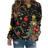 3D Print Christmas Pattern Sweatshirt Women's Long Sleeve Round Neck Hoodie Fashion Casual Santa Claus Pullover Women's Tops