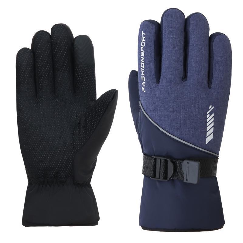 

Мужские теплые зимние перчатки с бархатной подкладкой — нескользящие, для езды на велосипеде, с сенсорным экраном, светоотражающие перчатки для ночного видения Larger and thicker version синий