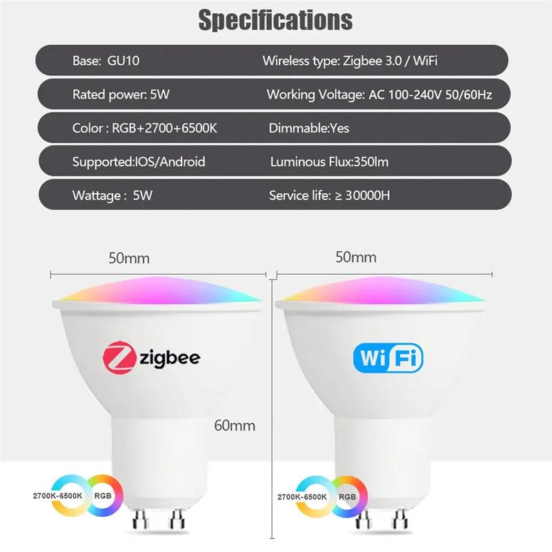 

eWeLink GU10 ZigBee WIFI Smart Light Bulb with Alexa Voice Control & Remote APP eWeLink GU10 WIFI Edition