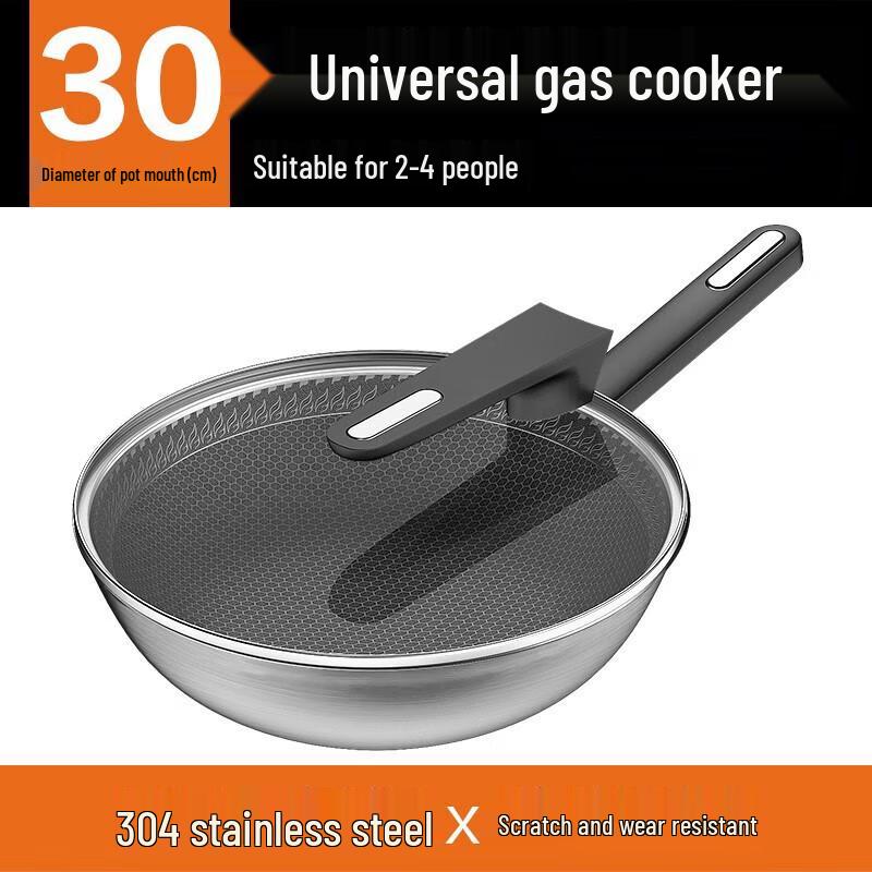 Joyoung 30cm Honeycomb Stainless Steel Non-stick Wok