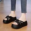 Muffin Thick-soled Cool Slippers Women's Summer Wear 2025 New High-heeled Heightening Sandals Women's Casual Beach One-word Drag