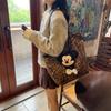 Korean Version of Fashionable Large-capacity Women's Bag 2025 New Canvas Bag Cute Cartoon Leopard Print Shoulder Tote Bag