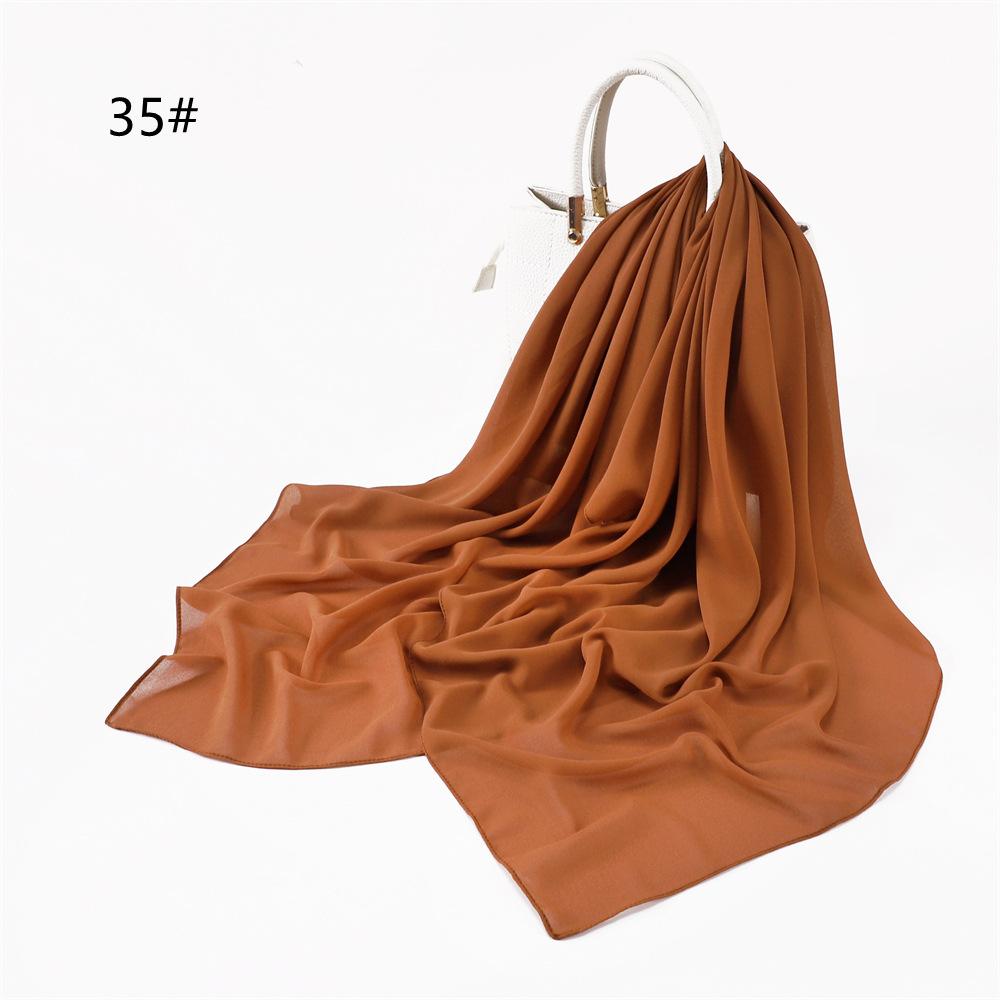 110*110CM Square Pearl Chiffon Hijabs Scarf Plain Solid Color Headwraps Muslim Women's Khimar Headscarf 45 Colors