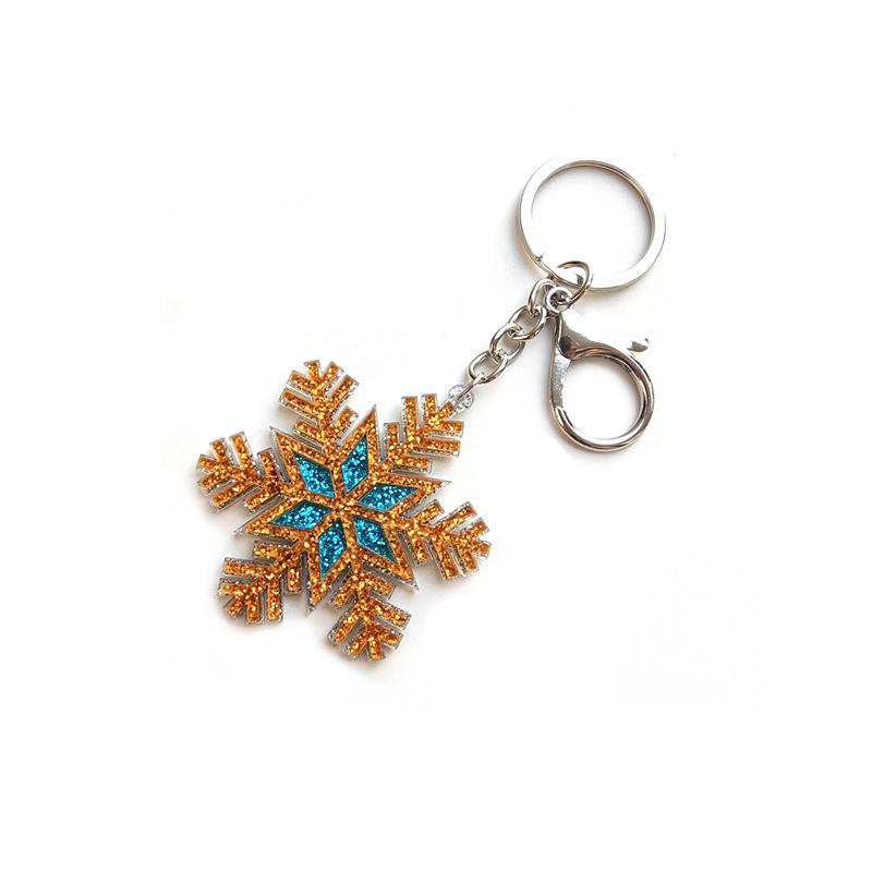 Personalized Acrylic Snowflake Charm Keychain Ornament for Women золотой
