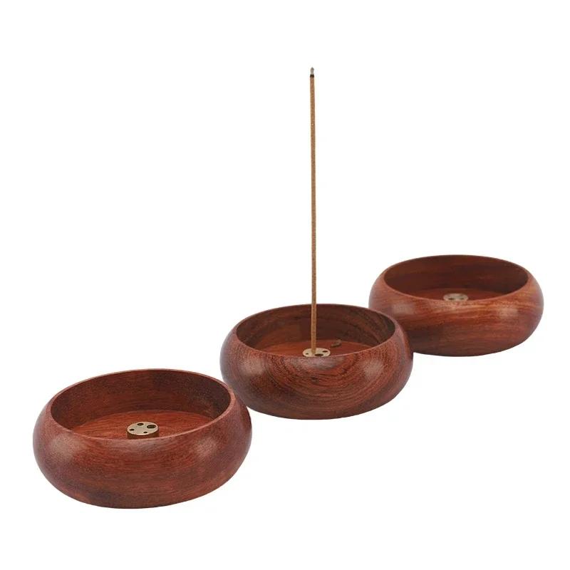 Wooden Bowl Type Mini Incense Holder Rosewood Incense Burner Stick Holder Bowl Shape Censer Home Decoration Smell Aromatic
