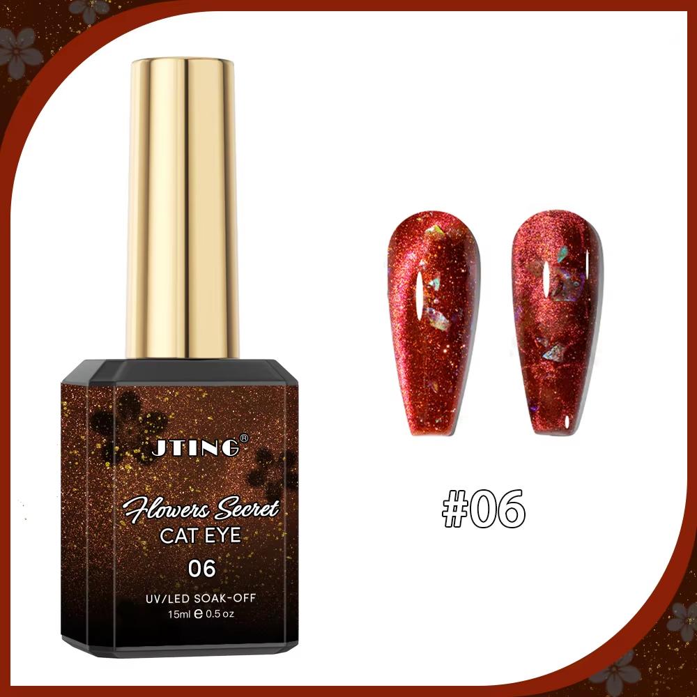 

JTING 6 цветов коллекция гель-лаков «Кошачий глаз» Flower Secret магнитная графика сильный эффект глиттер светоотражающий гель-лак «кошачий глаз»