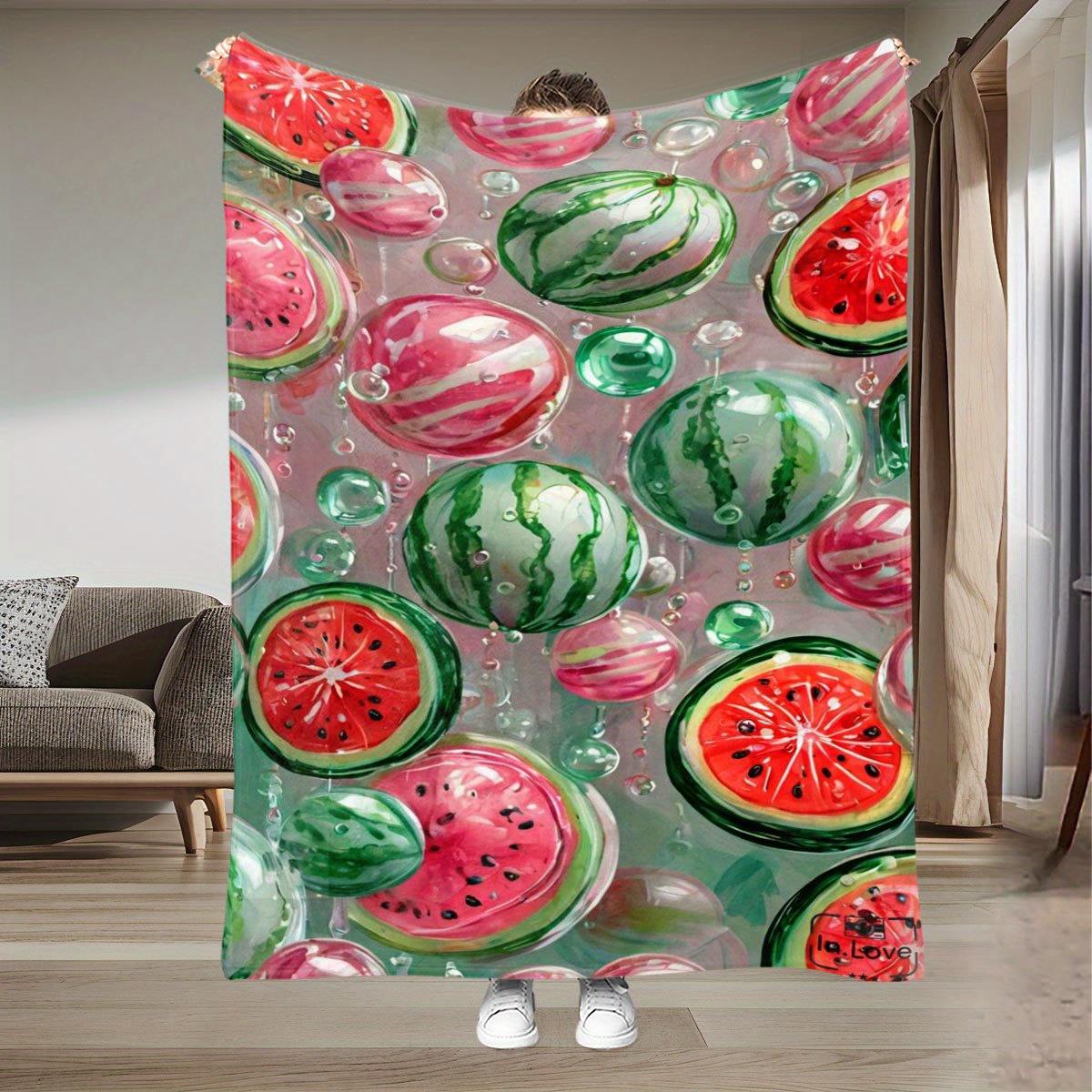 

Watermelonthemed pattern Flannel printed blanket suitable for all seasons suitable for living room office sofa and travel 75x100cm