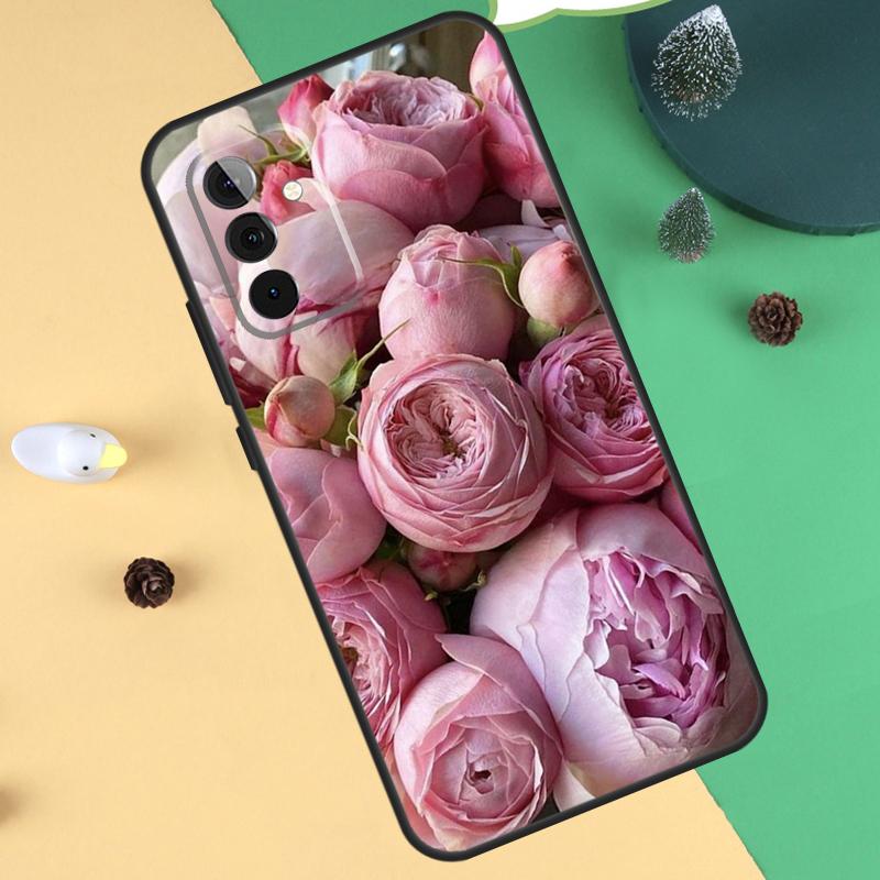 Elegant Pink Purple Peony Flower Case For Samsung Galaxy A55 A35 A25 A15 A51 A71 A12 A32 A52 A13 A33 A53 A54 A34 A14 Cover