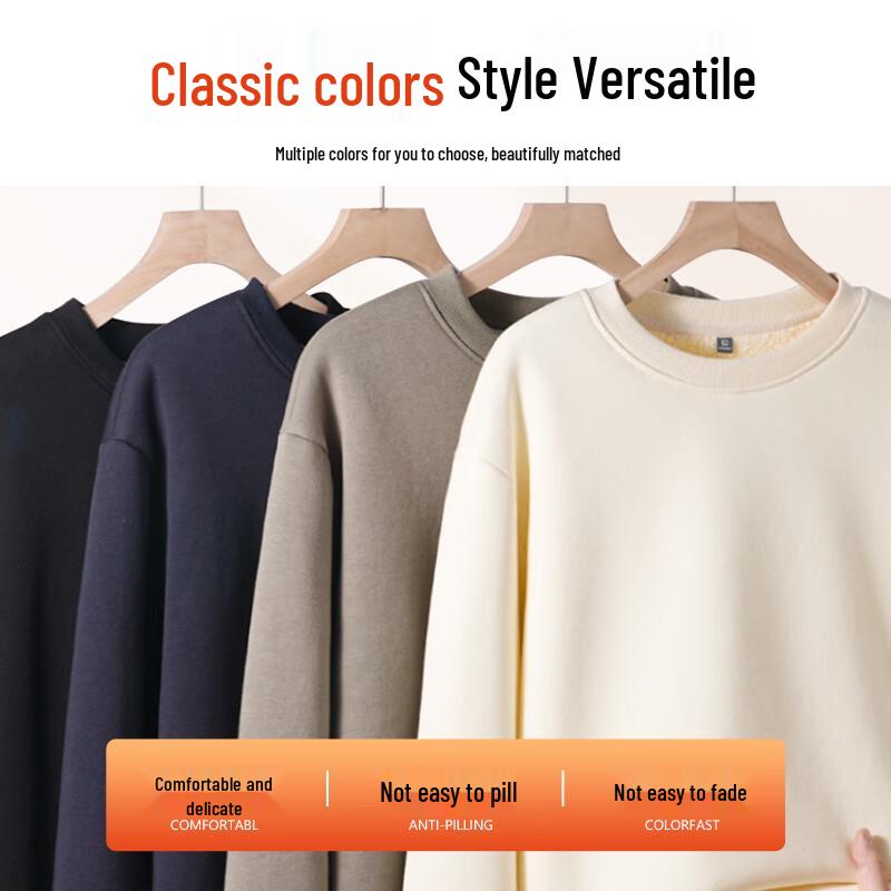 LUKKEN Men's Thickened Fleece-Lined Round Neck Sweatshirt