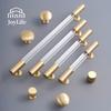 JOYLIFE Brass and Acrylic Handles for Cabinet Drawer Wardrobe Door Nordic Light Luxury Cabinets Transparent Handle