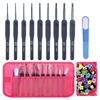 9 Pièces Crochets Ergonomiques Avec Boîtier de Rangement et Ciseaux 2.0mm-6.0mm Aiguilles à Crochet en Aluminium Pour Tricot Débutant