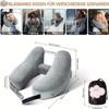 Massage Feature Inflatable Neck Pillow Soft Velour Cover Neck Support Pillow  Outdoor Travel