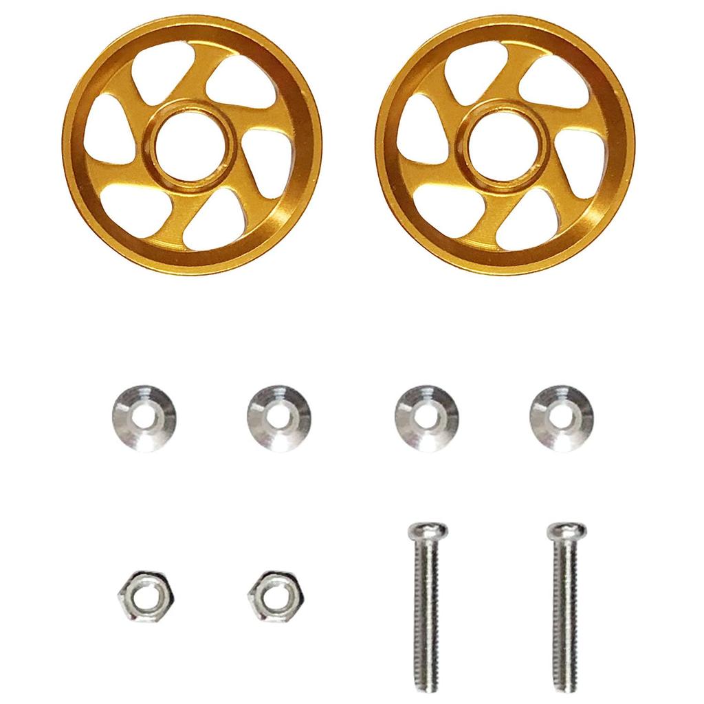 OVERisus Mini 4WD Parts Upgrade Ring Aluminum Alloy Motor Course 19mm Bearing Roller Set of 2 (3 Gold)