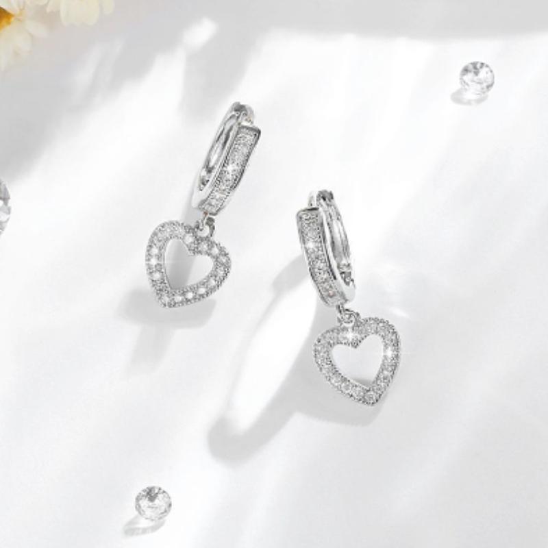 

Europe and The United States Fashion Trend Love Drop Earrings Ladies Luxury Shining Inlaid Zirconia Wedding Jewelry