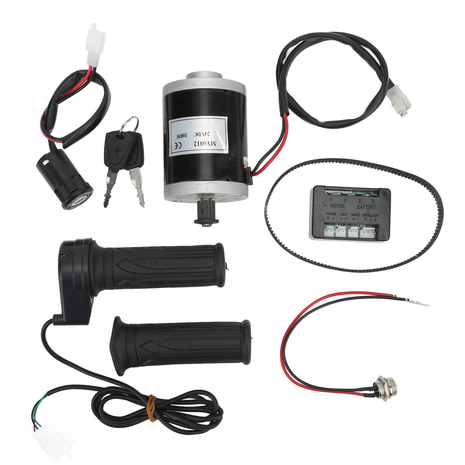 24V 100W Electric Motor Kit Synchronous Gear Motor with Controller Charger Lock for Electric Scooters Bikes Tricycles