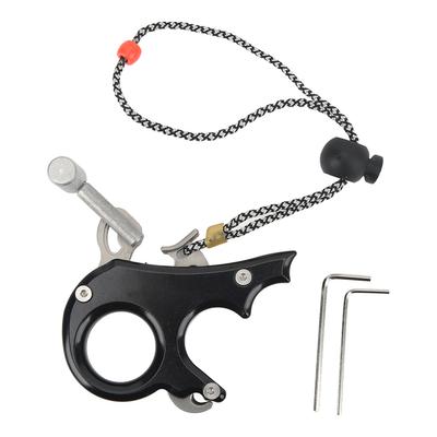 Bogenschießen Daumenabzug Aluminiumlegierung Compoundbogen Auslösehilfen 3-Finger-Griff Bremssattel für Outdoor-Jagdschießen
