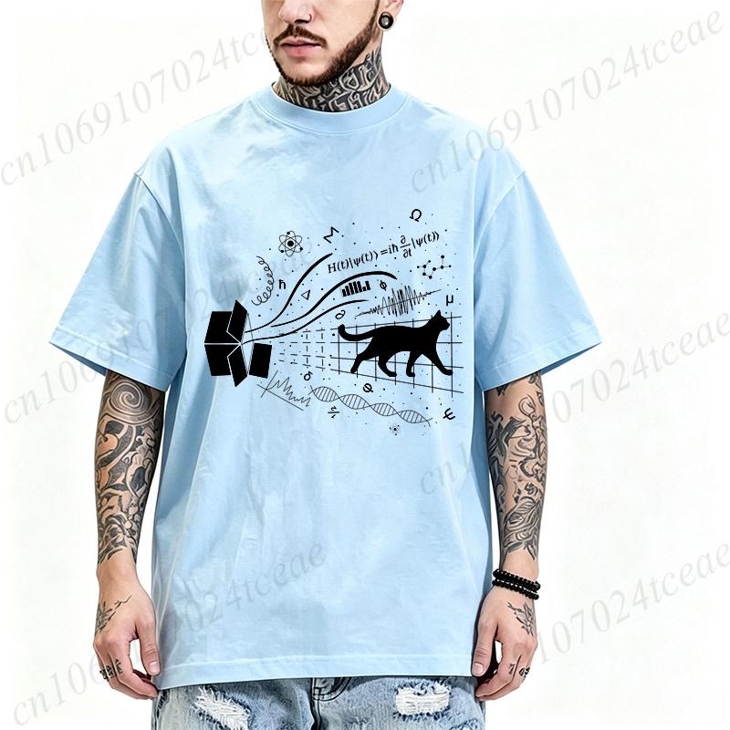Quantum Physics Art For Science Lovers Graphic T Shirt Unisex Oversized Loose Short Sleeve Tees Cat Physics Science Geek Tshirts