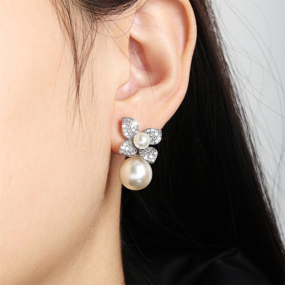 ZAKOL Elegant Micro Paved Zirconia Imitation Zircon Dangle Earrings for Women Sliver Gold Color Bride Wedding Accessories