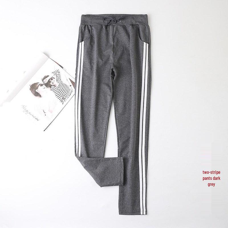 New Women's Slim Straight Casual Sweatpants - Spring & Autumn Style, Loose Fit, Cotton, Solid Color, Trendy Large Size