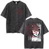 Japanese Horror Anime Tomie Junji Ito Vintage Washed Graphic t shirt Men Women harajuku Fashion short sleeve t-shirts streetwear
