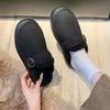 Autumn and Winter New Muffin Thick-soled Bag Head Half-drag Fluffy Shoes Women's Fashion Belt Buckle Outer Wear Cotton Slippers