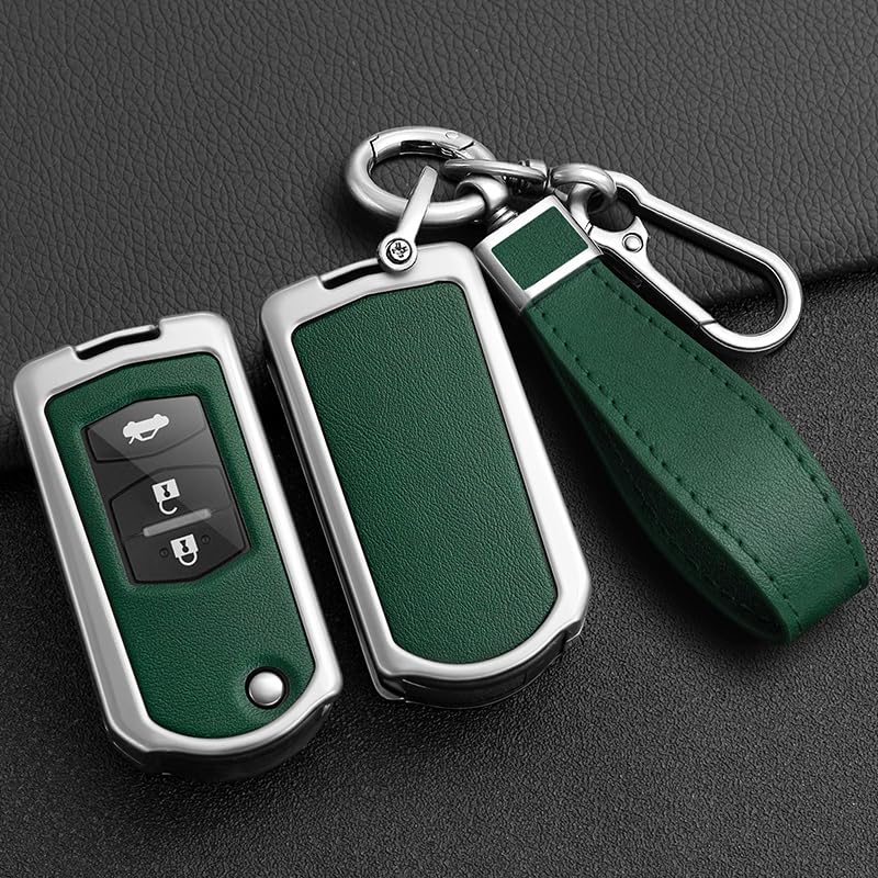 KUNIO Mazda Flip Key Case Key Holder Key Cover Alloy Silicone Leather Car for
