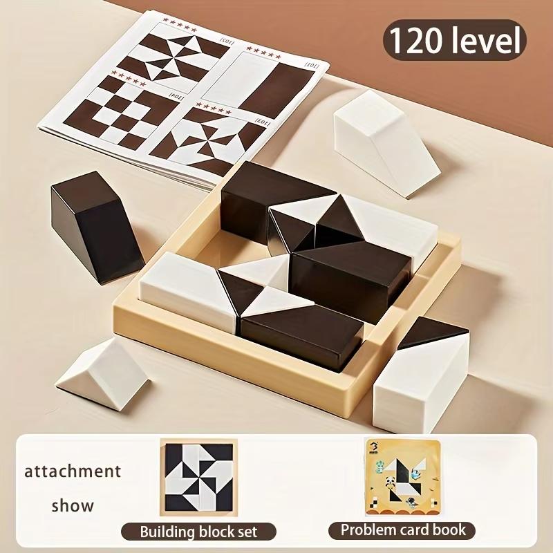 120 Level Puzzle Hidden Block Game Geometry Shape Pattern Challenges Spatial Logic Thinking Training Montessori Educational Toy
