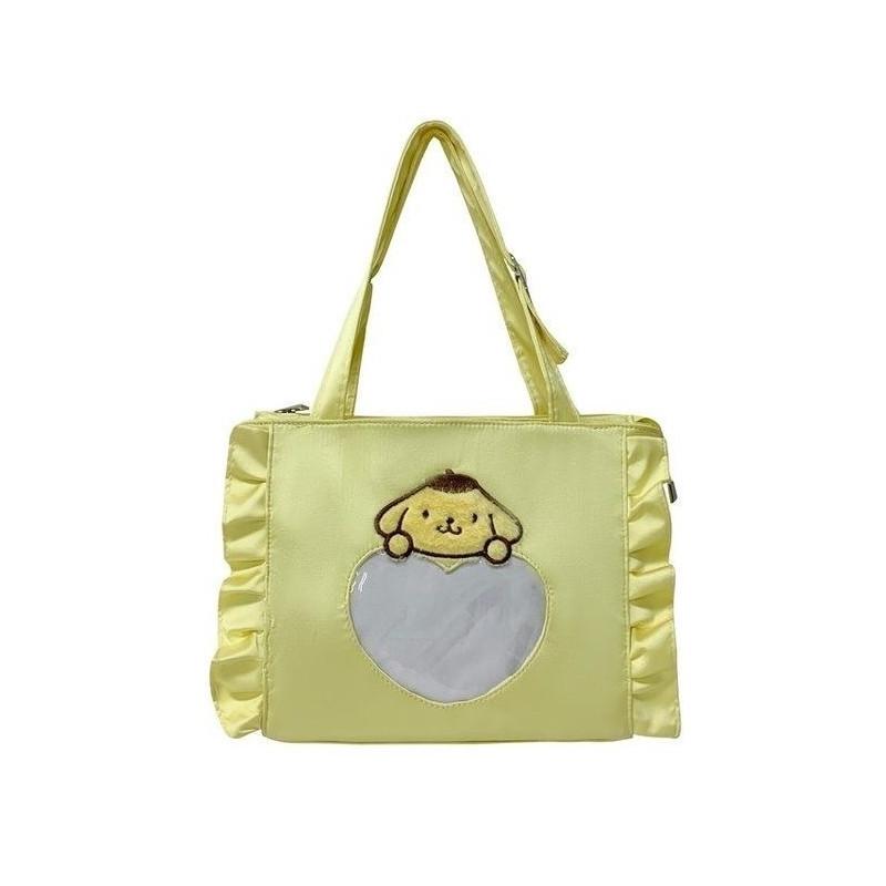 Pattern Lace Design Tote Bag With Transparent Compartment For Daily Use Girls