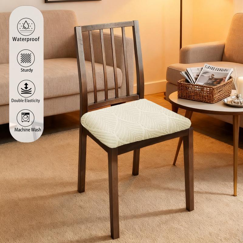 1-6Pcs Stretch Leaf Pattern Chair Seat Covers Splash Proof Removable Cushion Protectors