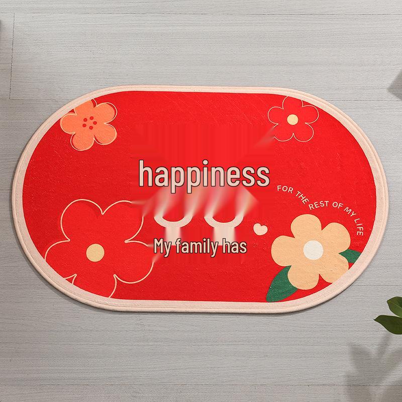 Honeymoon Double Happiness Red Cashmere-Style Bedside Carpet for Newlyweds