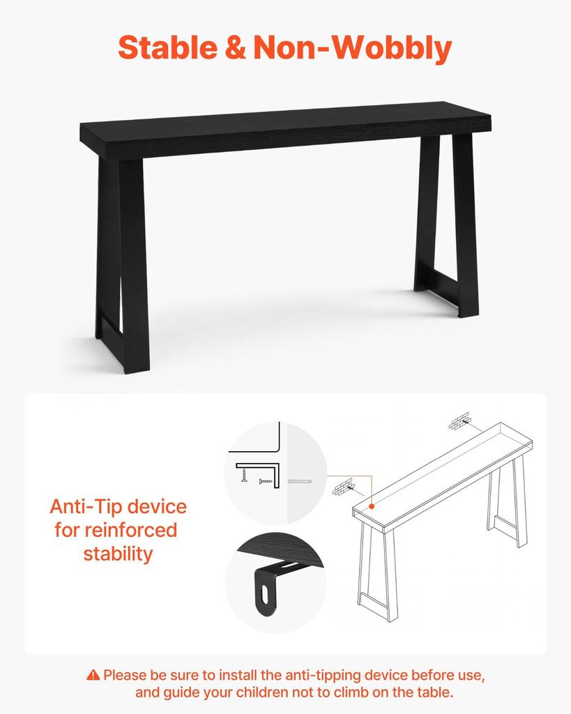 140 Cm Console Table, Modern Desk Behind the Couch, Wooden Rectangle Entrance Desk, Narrow Long Sofa Table Accent Stand, Ideal for Hallway, Bedroom,
