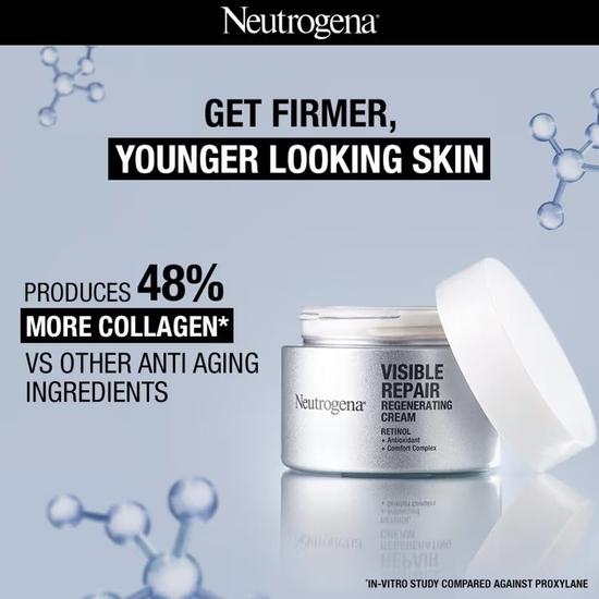 Neutrogena Visible Repair Retinol Tages- & Nachtcreme: Kurbelt Kollagen für Anti-Aging, Falten, feine Linien an 50g
