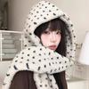 Korean Atmosphere Hat and Scarf Integrated Women's Autumn and Winter Thickened Warm Plush Hooded Scarf Two-piece Set Windproof and Cold-proof