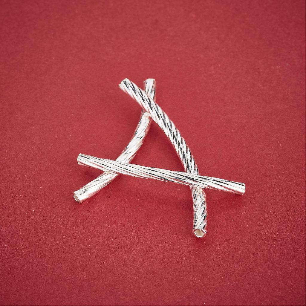 S925 Sterling Silver Twisted Tube Bracelet - Handmade DIY Jewelry Beading Accessory