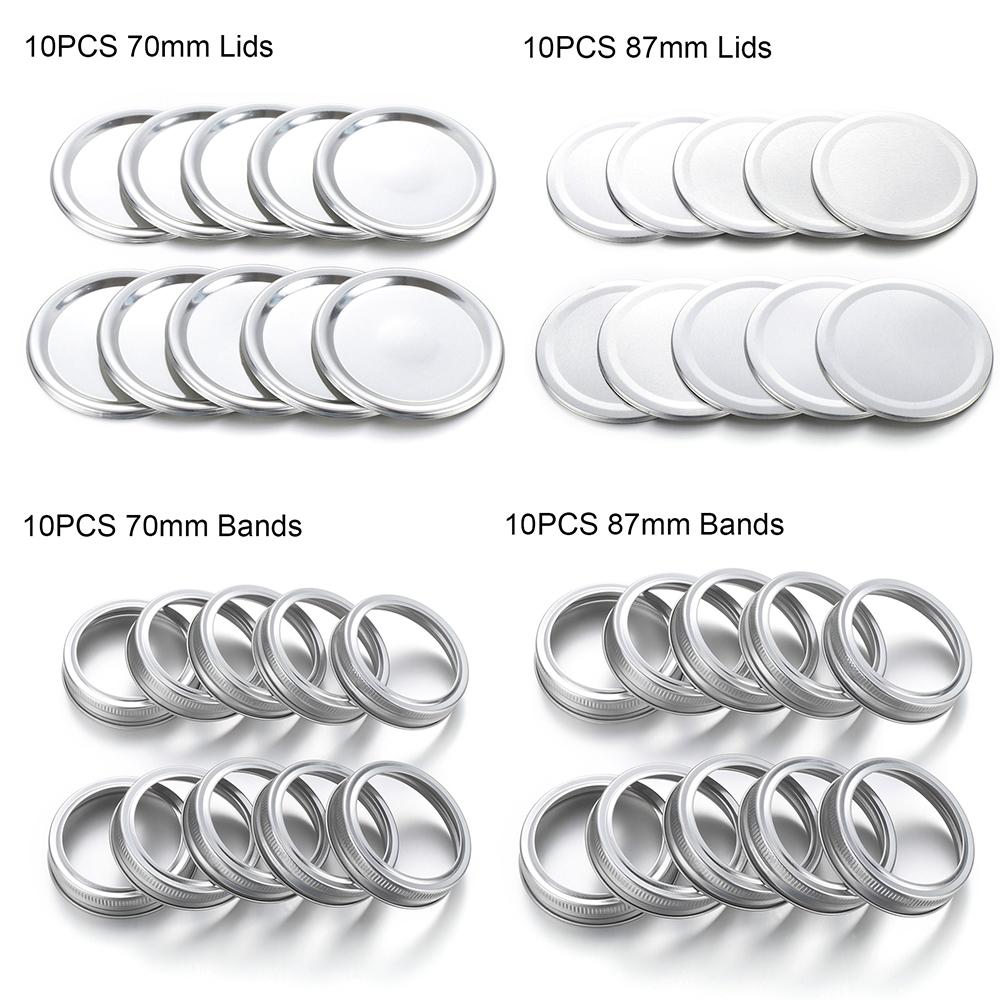10/20PCS Canning Lids Leak-Proof Split-type Regular/Wide Mouth Mason Jar Lids Tinplate Jar Caps Storage Bands