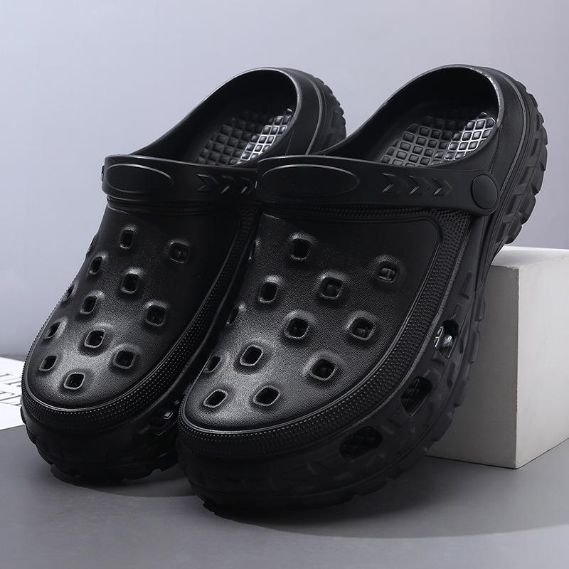 Hole shoes thick-soled men's summer wear non-slip bag head drag tire sole height increase breathable couple non-smelly feet beach shoes