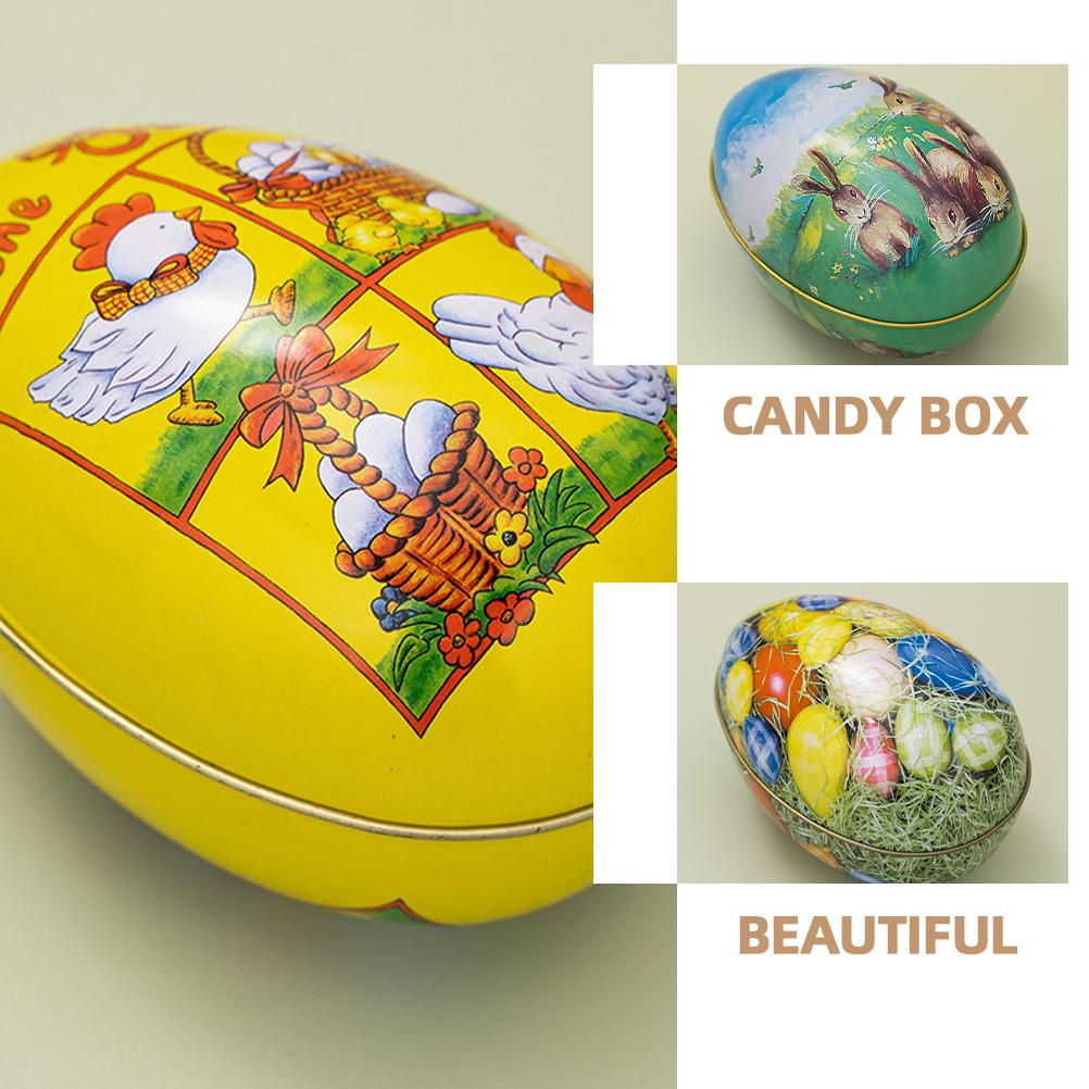 6 Stück Ostern Weißblech Eier Süßigkeiten Fall Party Süßigkeiten Halter Container Verpackung Box Cartoon Leckerli-Boxen Gefälligkeiten Keks Eisen Cookie