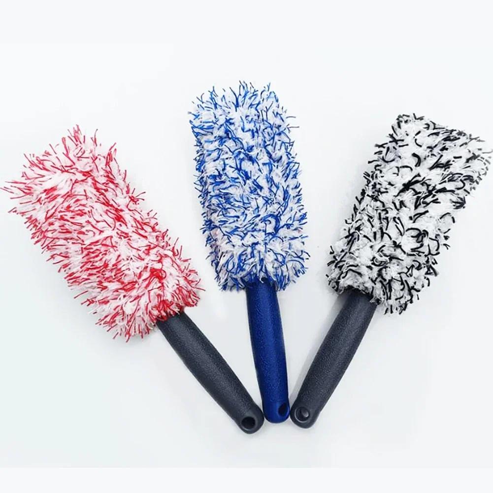 Car Wash Super Brush Plush Premium Wheels Brush Non-Slip Handle Easy To Cleaning Rims Spokes Wheel Barrel Car Accessories