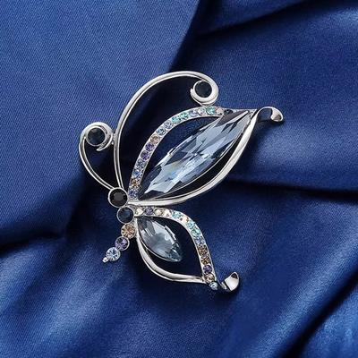 Yousheng Butterfly Brooch Dazzling Rhinestone Inlay Zinc Alloy Pin Suits Coats Sweaters Scarves Badge Outfit