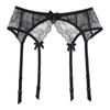Lace Garter Belt With Bow Detail Sheer Vintage Style Suspender Set Women