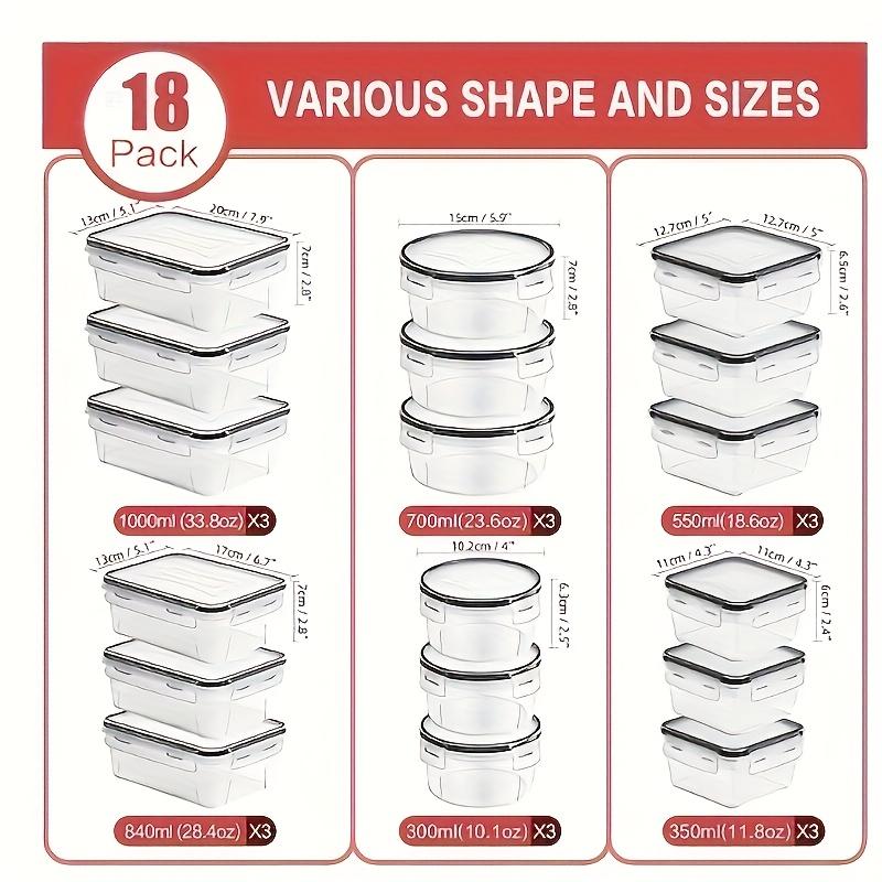 

18 fresh-keeping boxes, with various capacities ranging from 350-1000ml, sealed and leak proof, suitable for households M&1-tier