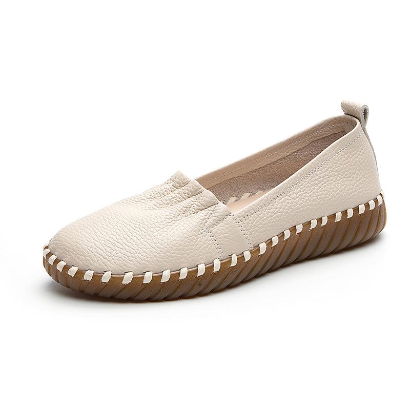 Women's Leather Shoes with Soft Soles and Soft Surfaces, Casual Single Shoes On One Foot